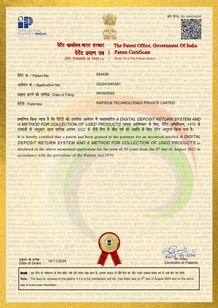 Patent Certificate 202241045381